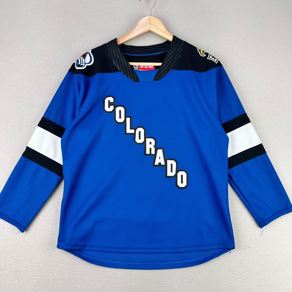 CCM Colorado Eagles Game Jersey Size Large Hockey Official Uniform Blue/Black